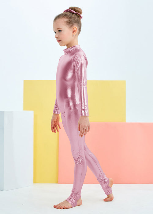 Speerise Girls Shiny Metallic Long Sleeve Unitard